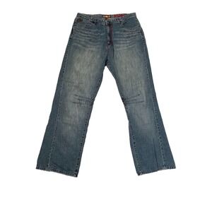 Akademiks Jeans Mens 40 Blue Hip-Hop Baggy Y2K Urban Skater Punk Red Accents